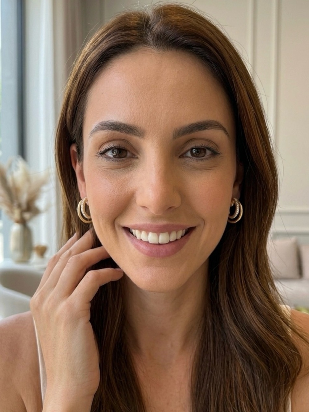 S925 Minimalist Moissanite Layered C-Hoop Studs Earrings - Picture 4 of 9
